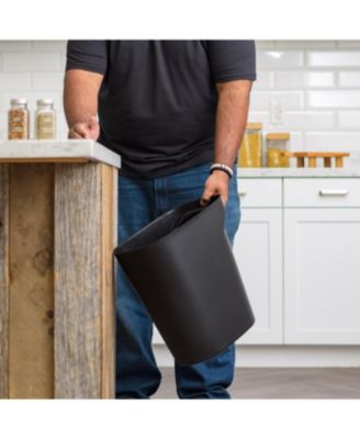 6 Gallon / 24 Quart Plastic Wastebasket Trash Cans for Home, Office, Bedroom, Bathroom, Made with Recycled Materials, Black, 2-Pack