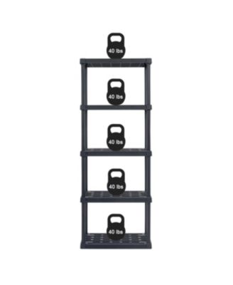 USA 5-Tier Shelving Unit, 64" Fixed Height, Medium Storage Organizer Shelf for Home, Garage, Basement, Shed and Laundry Room, 24"L x 12"W x 64"H, Made with Recycled Materials, Black