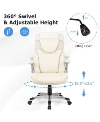 Ergonomic Office PU Leather Executive Chair with Flip-up Armrests and Rocking Function