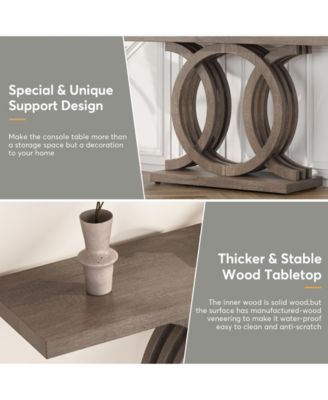 55-Inch Wooden Console Table with Unique Base – Farmhouse Entryway Table