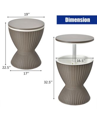 3 Pieces Outdoor Rattan Bar Table with Extendable Tabletop