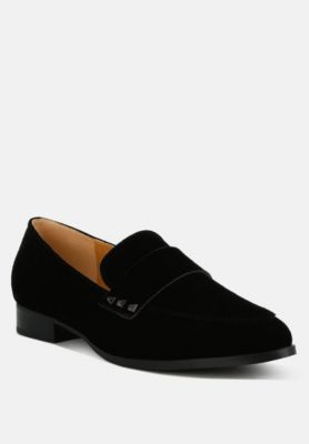 Rag and Co Womens Durance Studded Genuine Suede Loafers