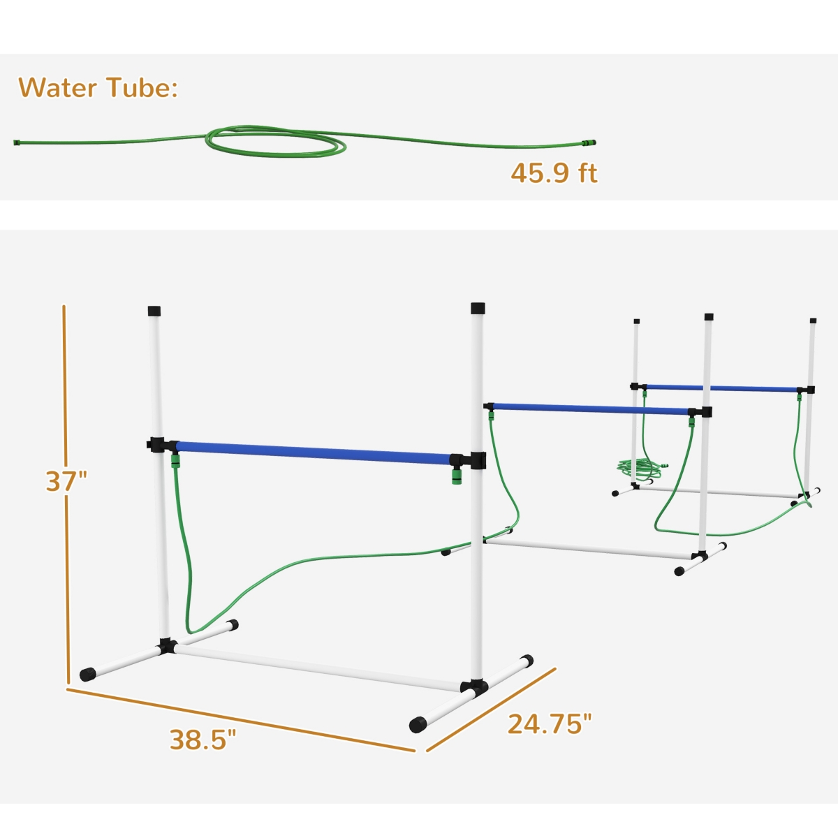 PawHut 3 Piece Dog Agility Training Equipment Set with 3 Hurdles,- White