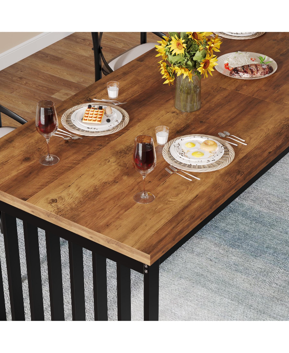 Tribesigns 6.56 ft Conference Table, Large Rectangle Meeting Seminar Table, Industrial Long Business Table for 6-8 People (without Chair)