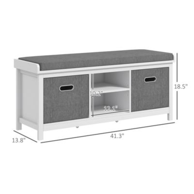 Storage Shoe Bench with Cushion, Fabric Drawers for Entryway,