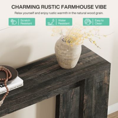 70.9-Inch Long Console Table, Farmhouse Wooden Entryway Sofa Table Behind Couch, Narrow Entry Console