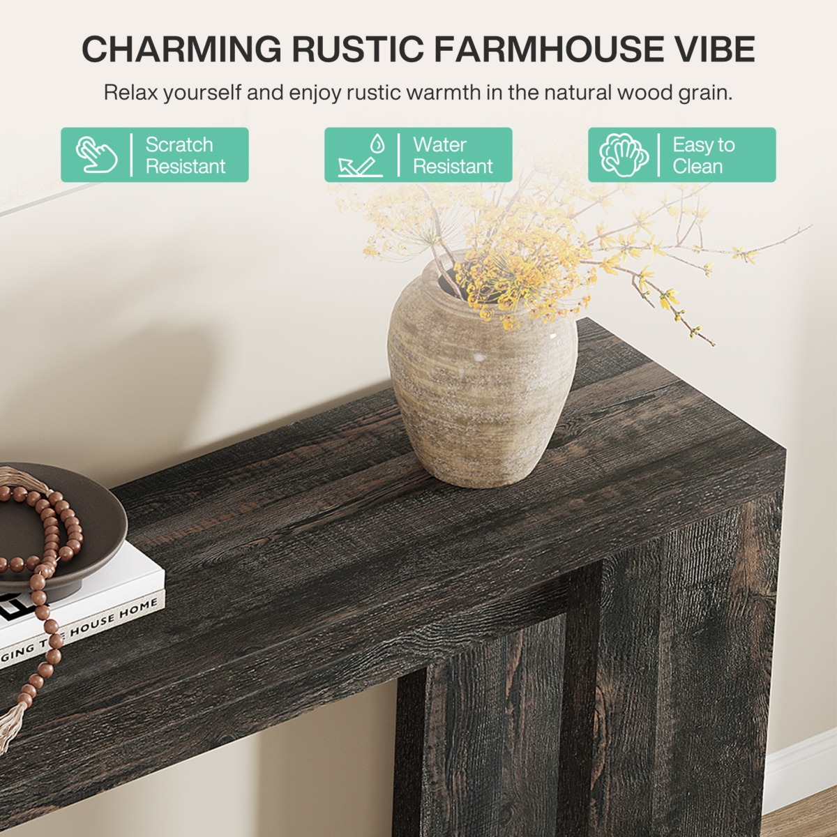 Tribesigns 70.9-Inch Long Console Table, Farmhouse Wooden Entryway Sofa Table Behind Couch