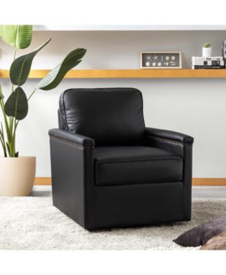 Boedy 29 Wide Genuine Leather Swivel Club Chair with Nailhead Trim