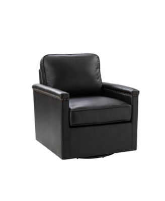 Boedy 29 Wide Genuine Leather Swivel Club Chair with Nailhead Trim