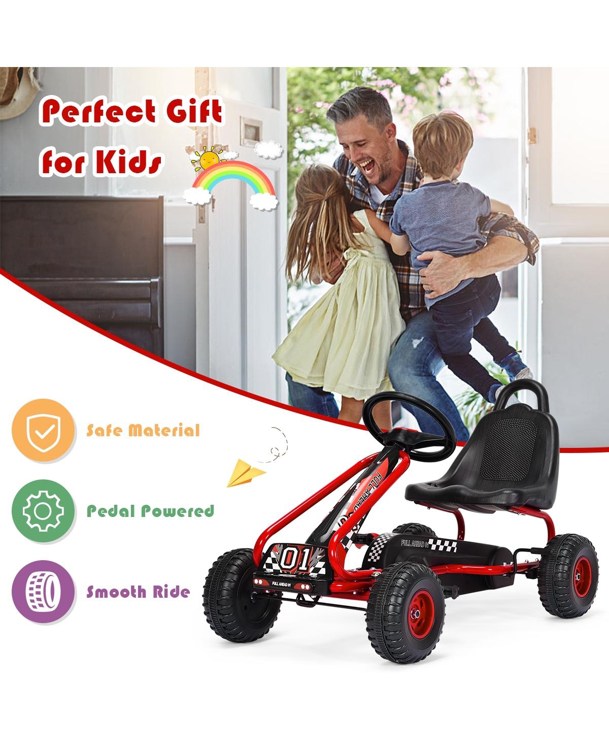 Skonyon 4 Wheel Pedal Powered Ride On Car with Adjustable Seat