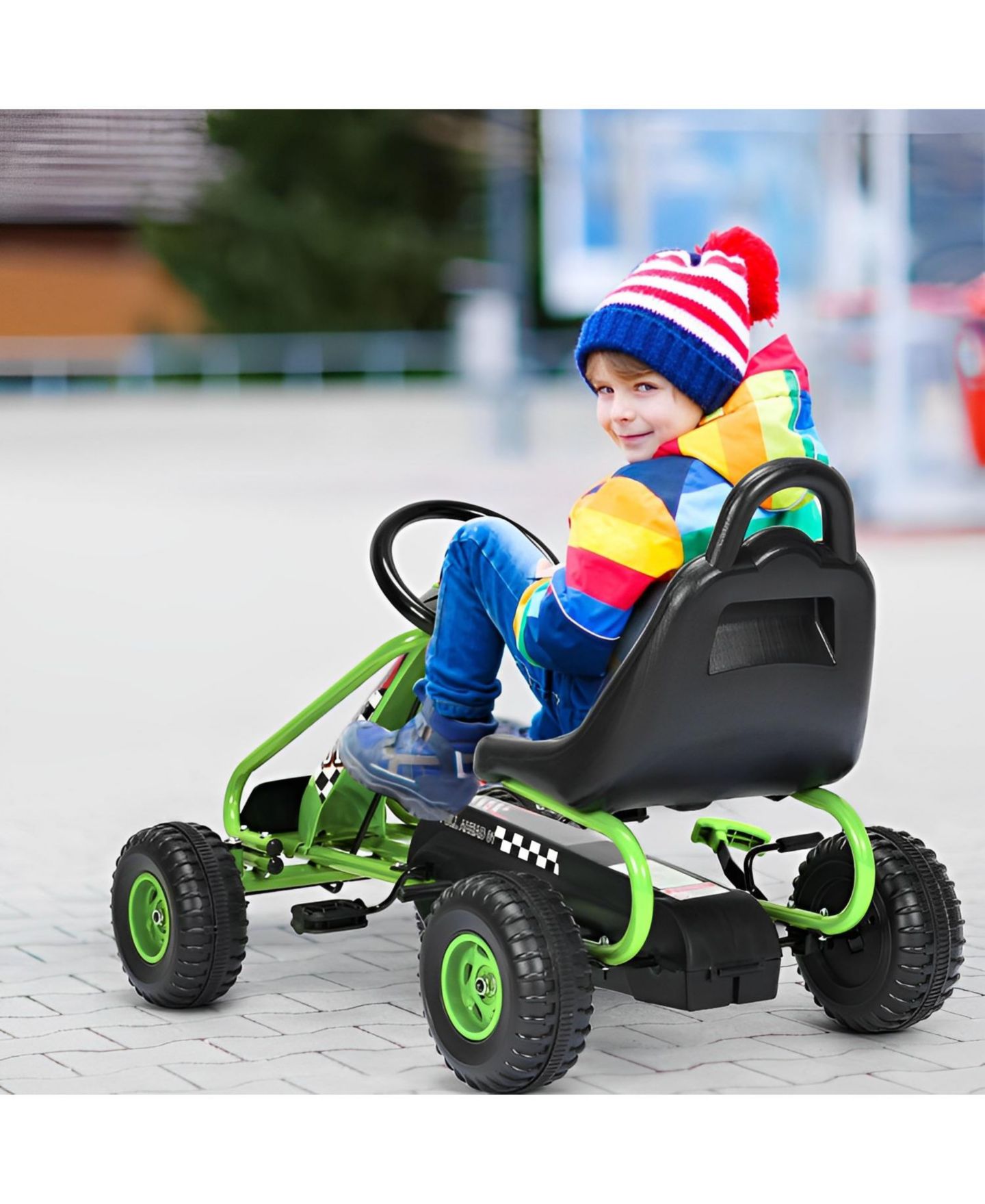 Детская игрушка SKONYON 4-Wheel Pedal Powered Ride-On Car with Adjustable Seat, 66 lbs Capacity, 3–6 лет, цвет: Зелёный — фото 6