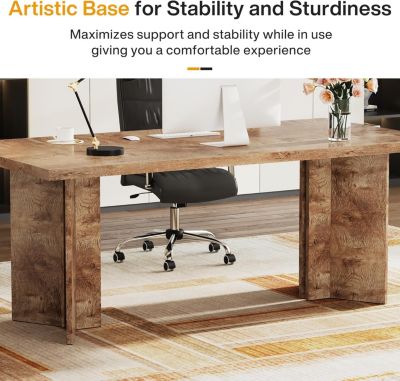 Computer Desk - Home Office Desk with 5 Drawers, 55" Sturdy Office Desk with File Cabinet,Writing Study Table Workstation with Printer Stand for Small Spaces