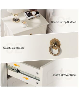 3-Drawer Nightstand, Wood Night Stand with Storage Drawers, Modern Bedside Table Side End Table for Bedroom