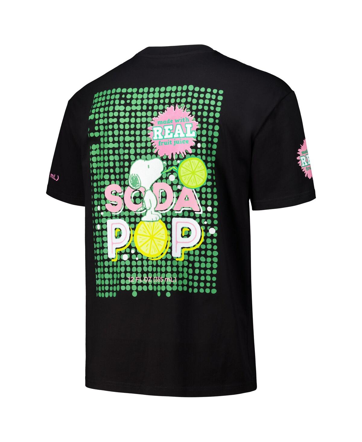 Freeze Max Men's Black Peanuts Snoopy Soda Pop Loose Fit T-shirt In Black