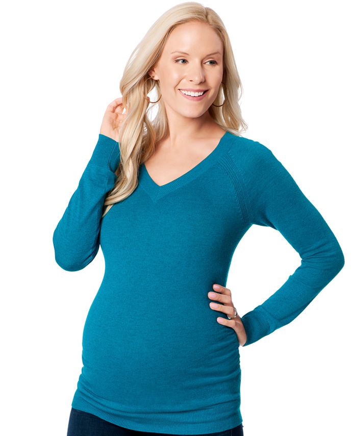 Motherhood Maternity Ruched V-Neck Sweater - Macy's