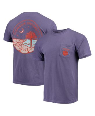 Men's Purple Clemson Tigers Circle Scene Comfort Colors Pocket T-Shirt