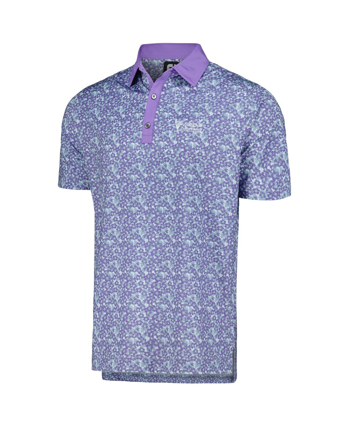 FootJoy Men'sValspar Championship Primrose Print Lisle ProDry Polo - Purple