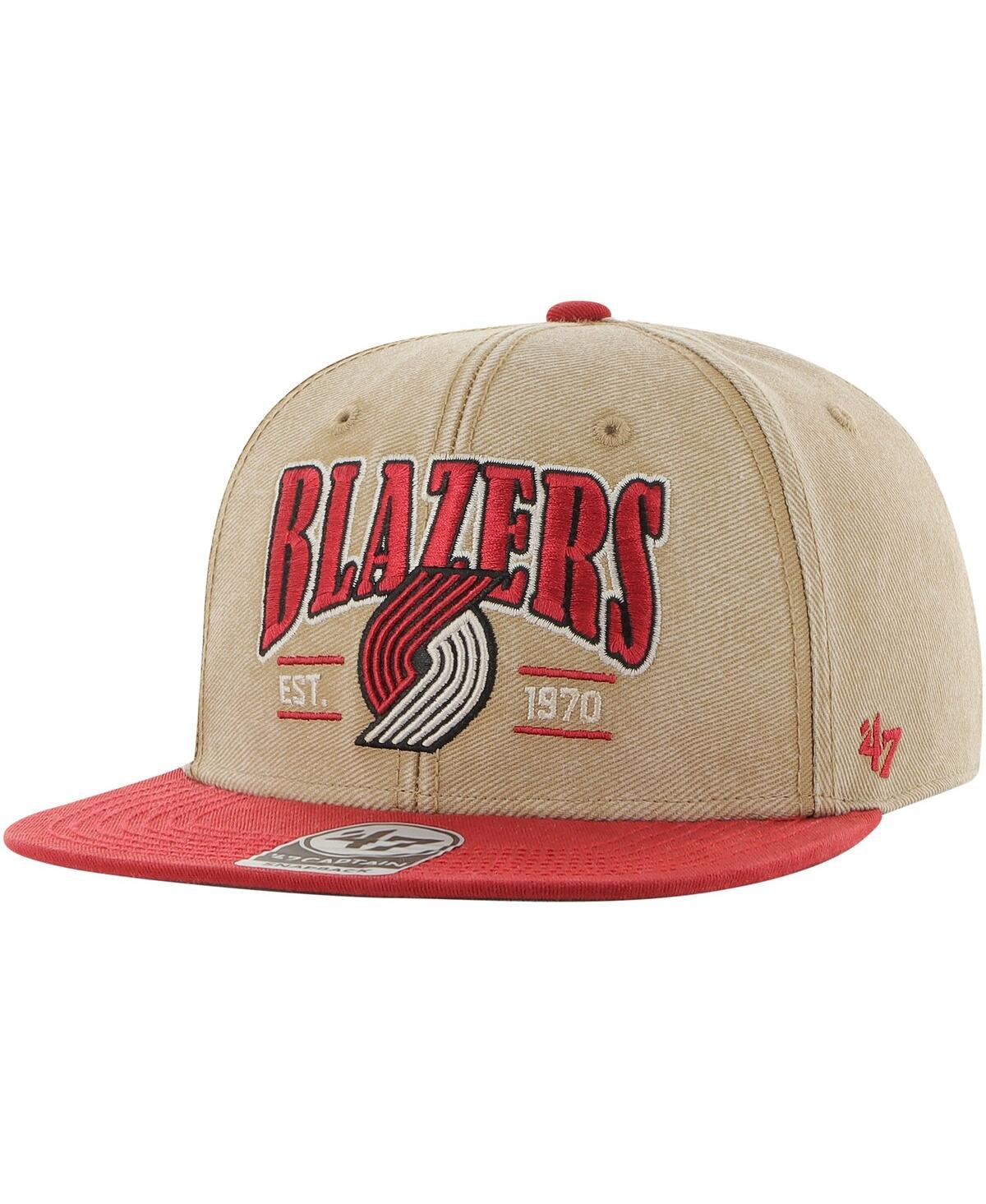 Men's Khaki/Red Portland Trail Blazers Chilmark Captain Snapback Hat - Khaki, Red