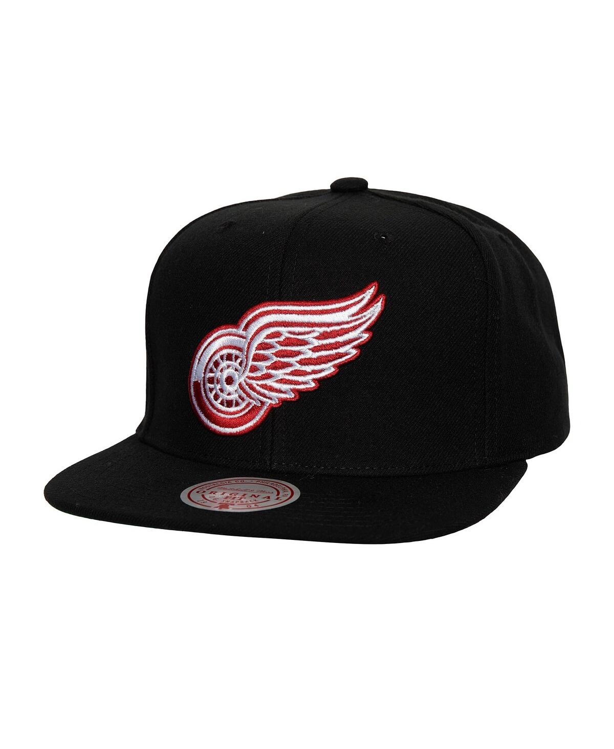Mitchell & Ness Men's Black Detroit Red Wings Core Top Spot Snapback Hat In Black