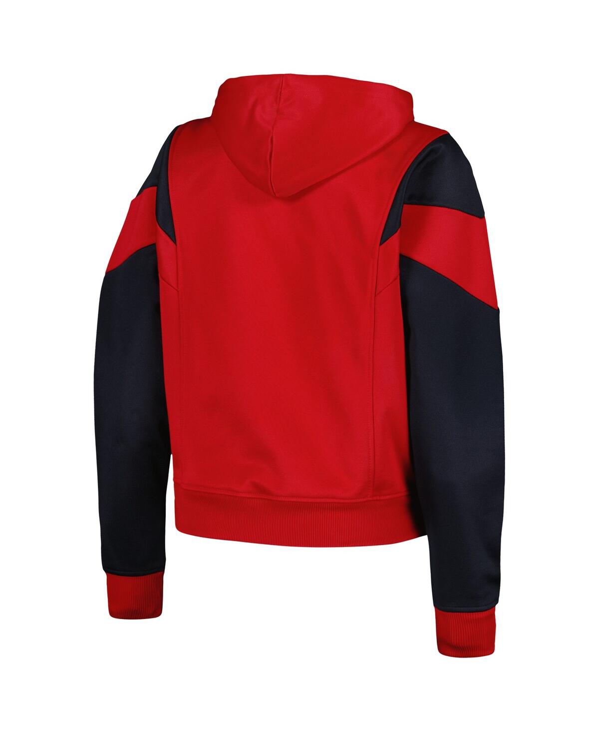 NEW ERA WOMEN'S RED ST. LOUIS CARDINALS COLOR BLOCK FLEECE QUARTER-ZIP HOODIE 