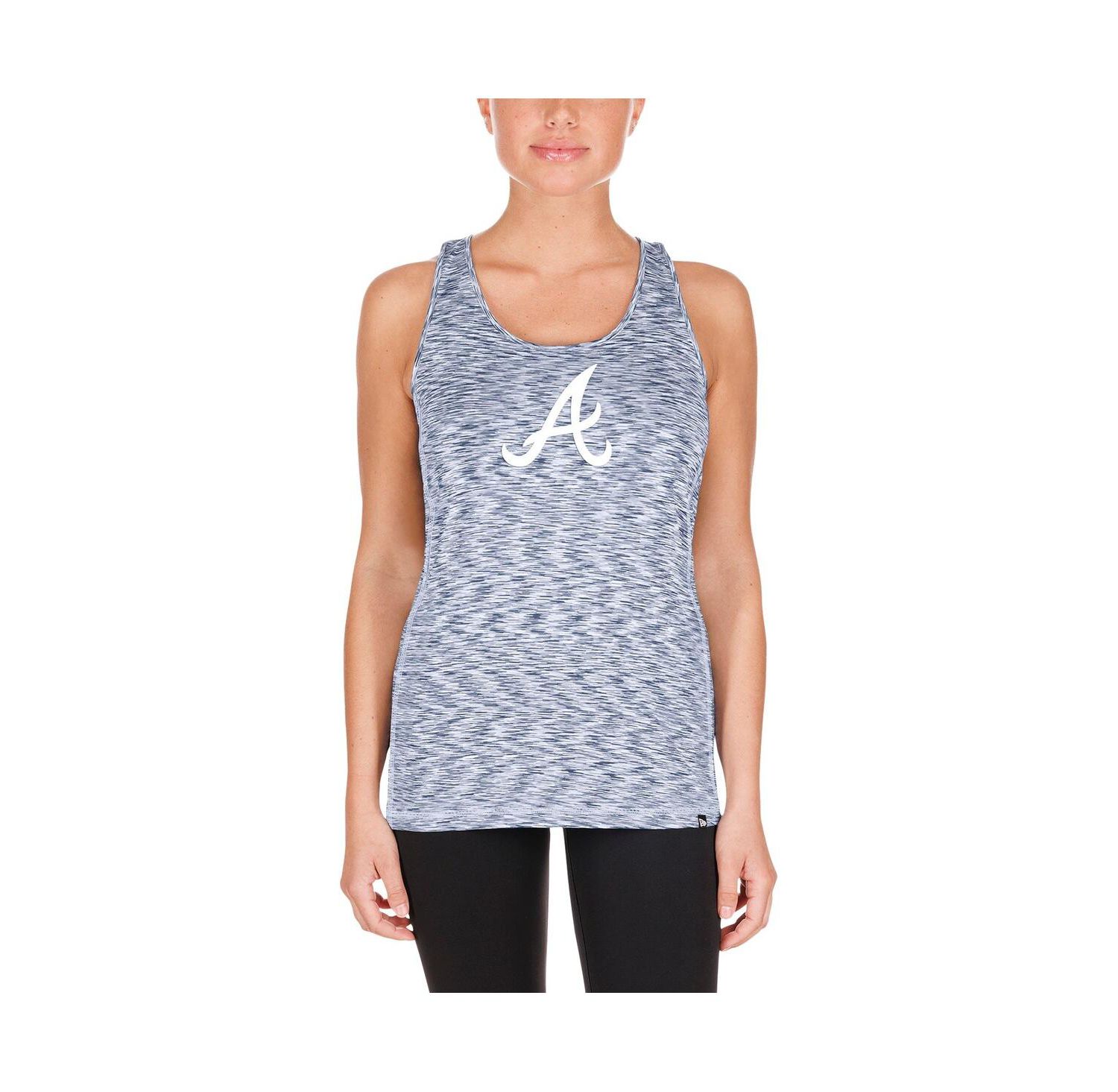 Women's Navy Atlanta Braves Space Dye Keyhole Back Tank Top