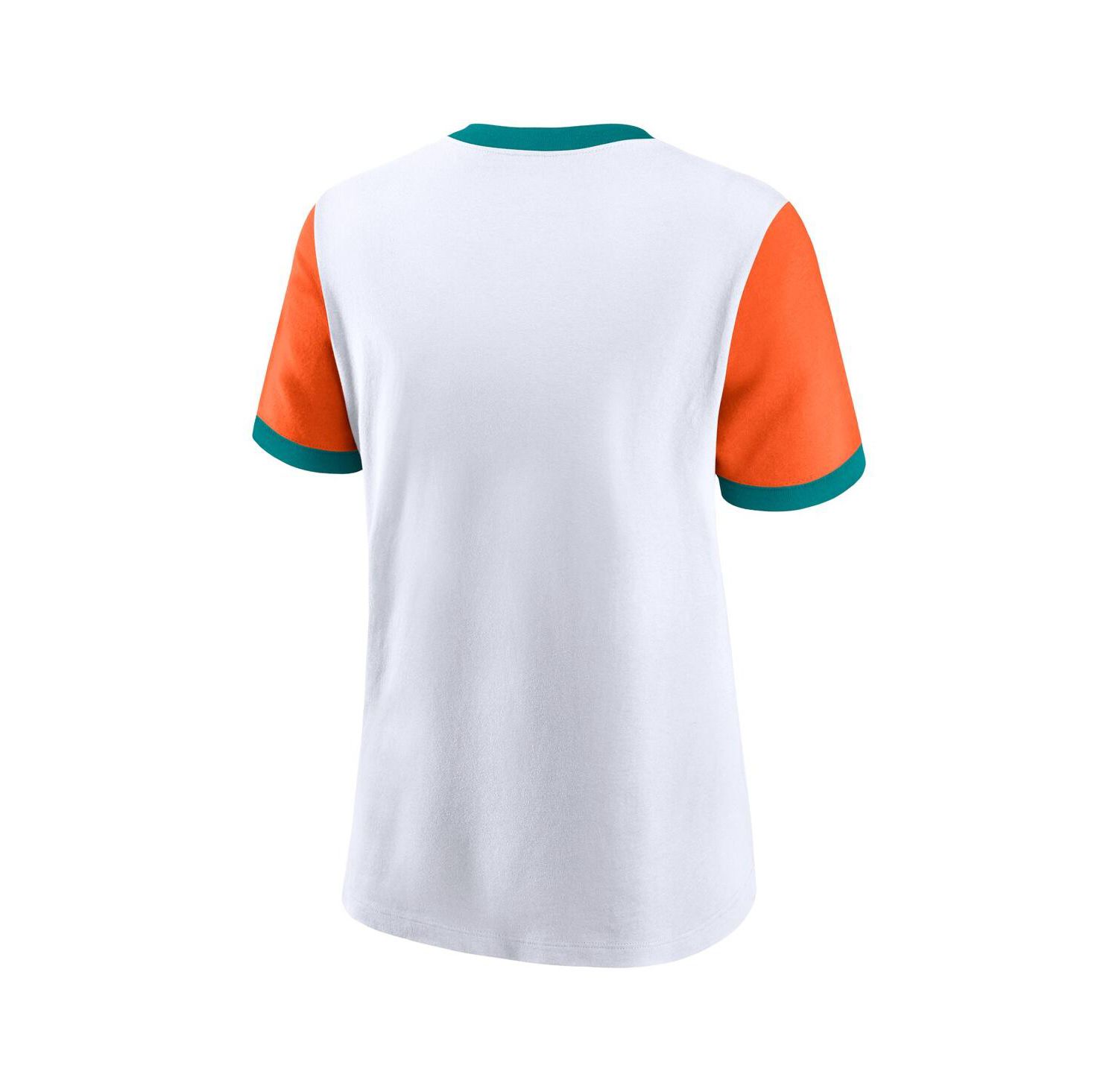 Women's White/Orange Miami Dolphins Rewind Ringer T-Shirt
