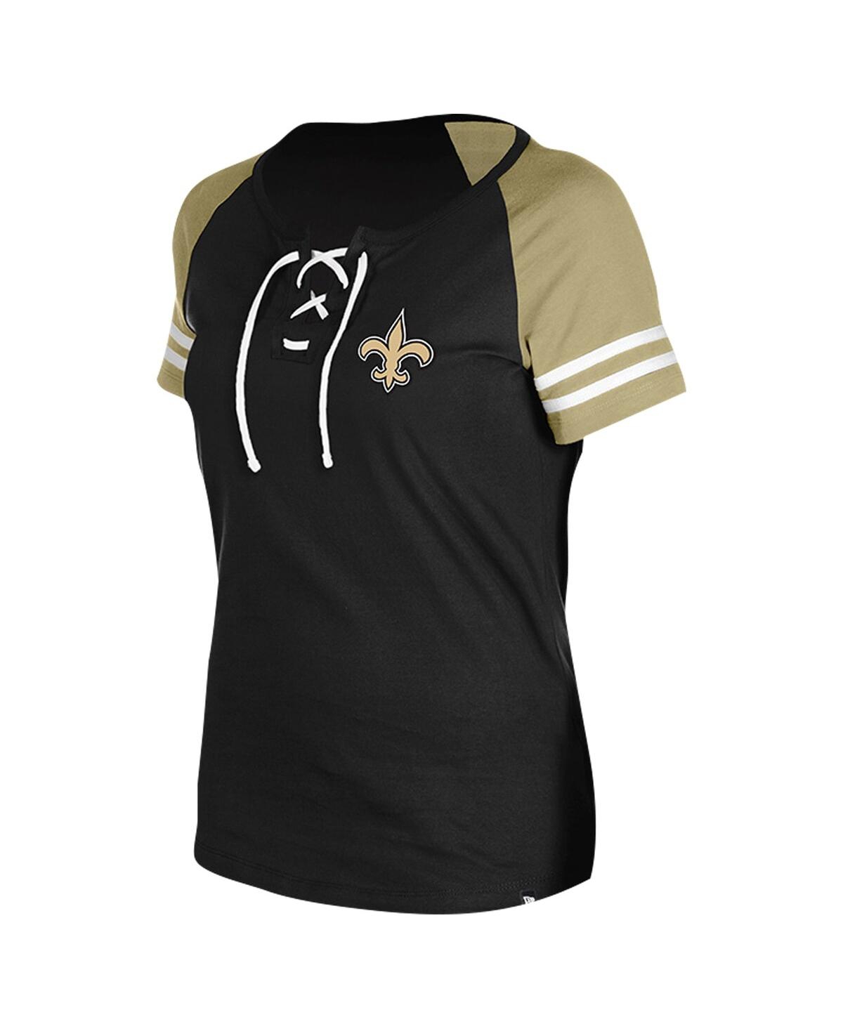 New Era Women'sNew Orleans Saints Lace-Up Raglan T-Shirt - Black