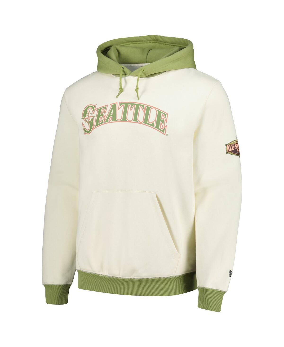 New Era Men's Cream/green Seattle Mariners Color Pop Pullover Hoodie In Cream,green