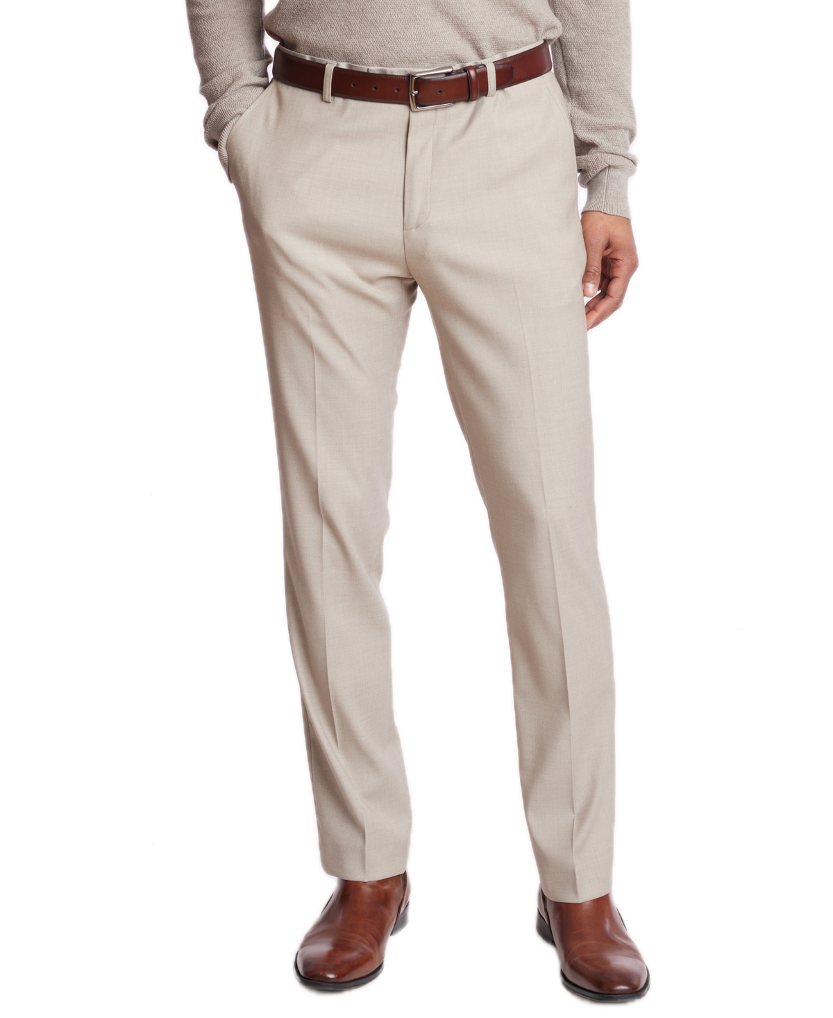 Men's Downing Slim-Fit Stretch Melange Suit Pants - Oatmeal Me