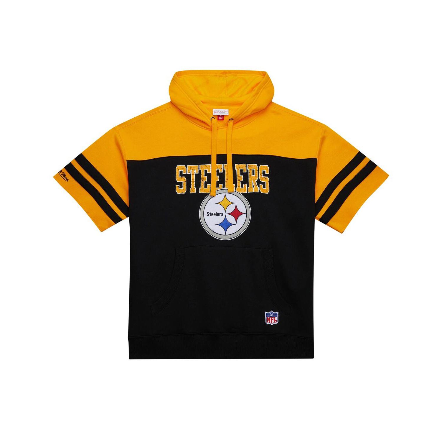Men's Black Pittsburgh Steelers Off Field Vintage-like Logo Short Sleeve Pullover Hoodie