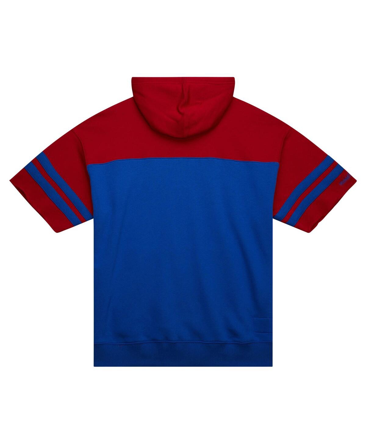 Mitchell & Ness Men'sBuffalo Bills Off Field Vintage-like Logo Short Sleeve Pullover Hoodie - Royal