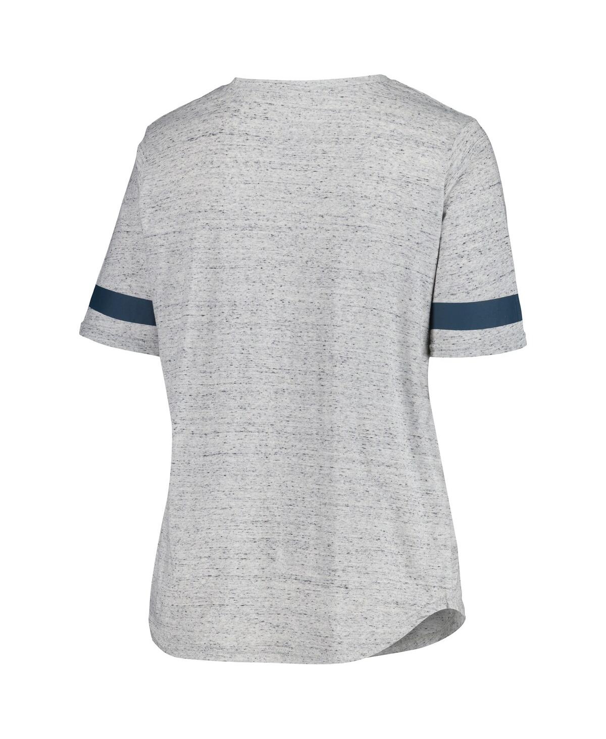 Fanatics Women's Heather Gray Seattle Kraken Plus Size Lace-up T-shirt In Heather Gray,navy