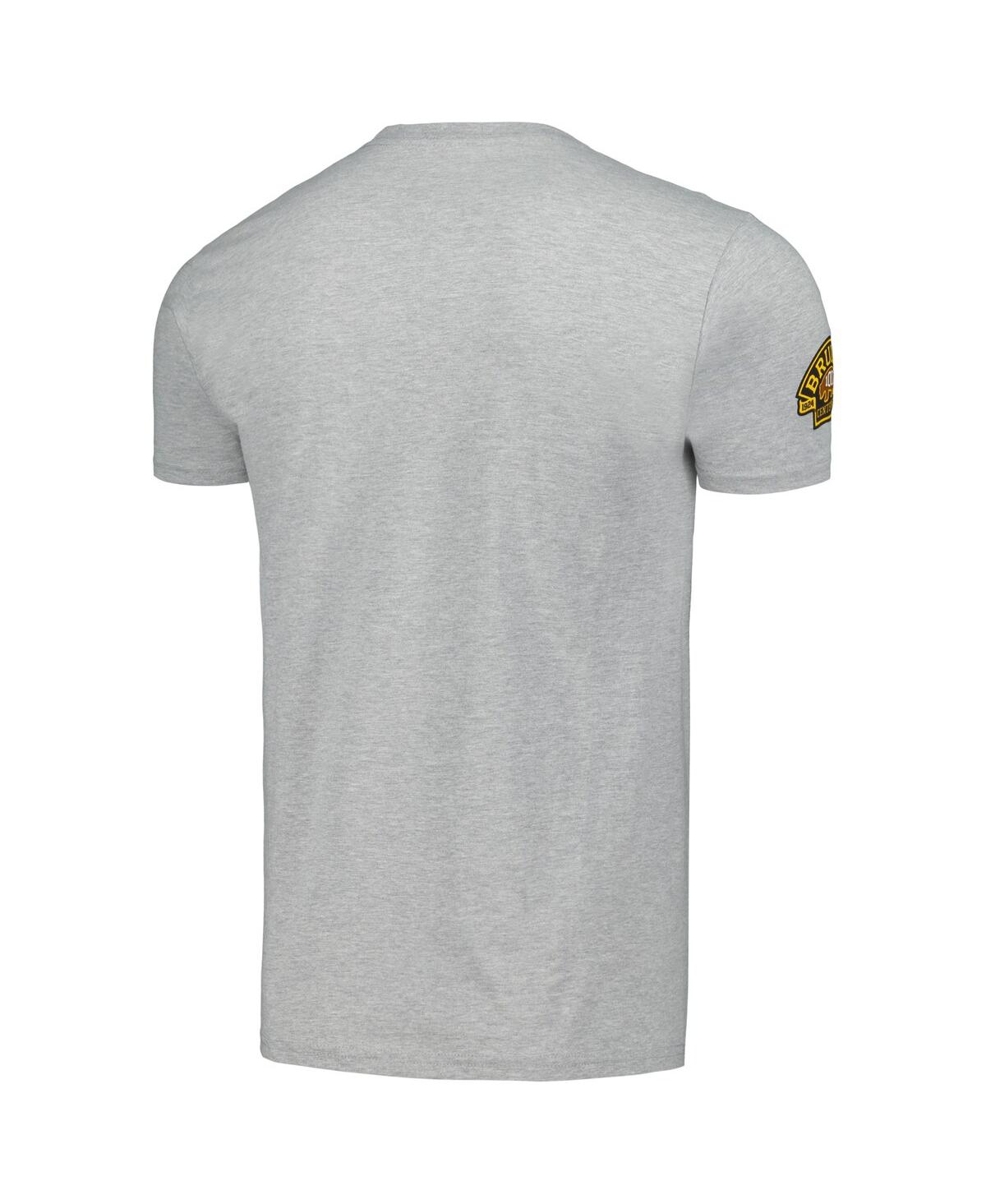 Mitchell & Ness Men's Heather Gray Boston Bruins 100th Anniversary Script Sweep T-shirt In Heather Gray