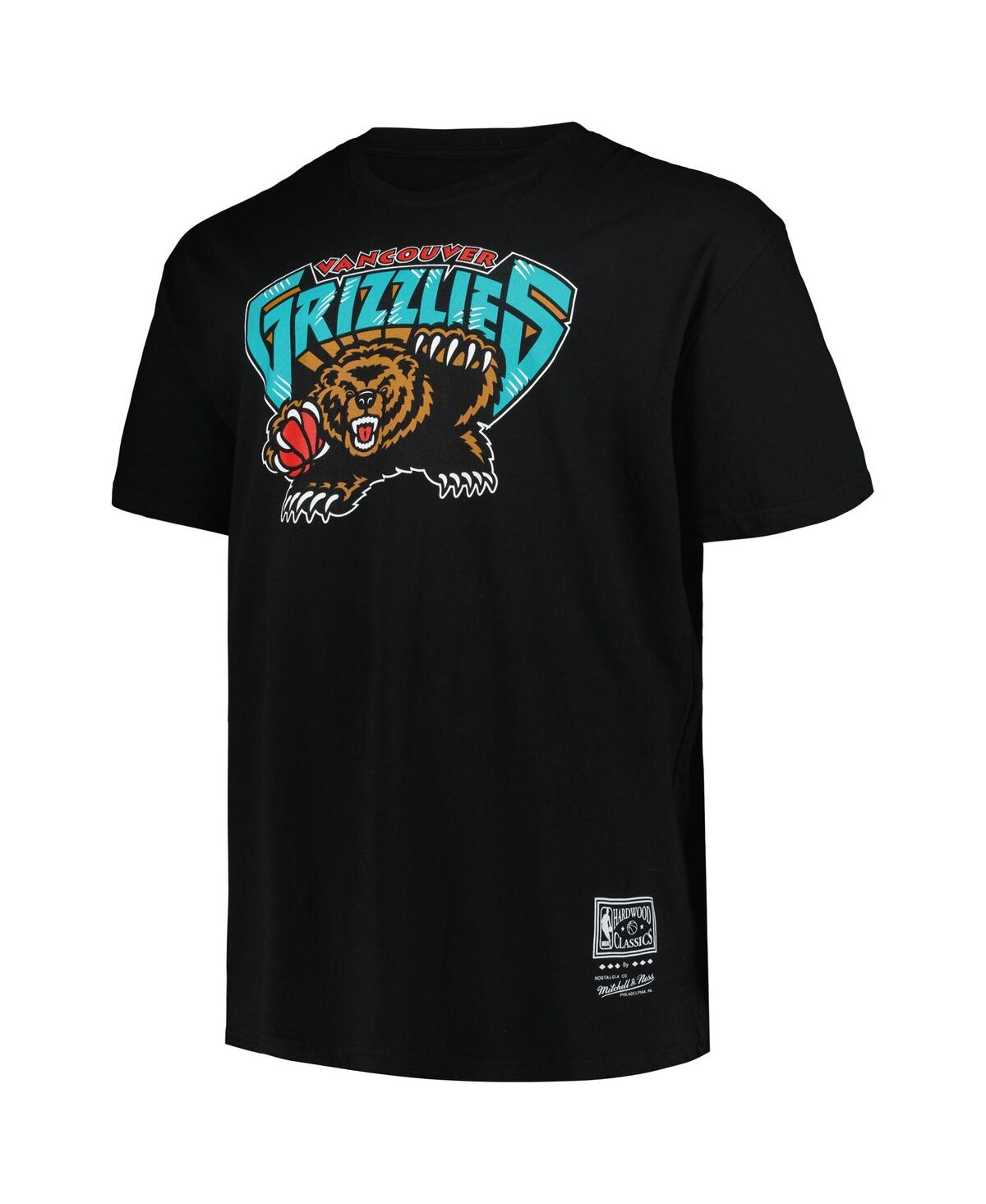 MITCHELL & NESS MEN'S BLACK VANCOUVER GRIZZLIES BIG TALL HARDWOOD CLASSICS VINTAGE LOGO T-SHIRT 