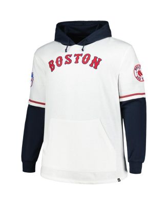 Men's White/Navy Boston Red Sox Big Tall Trifecta Shortstop Pullover Hoodie