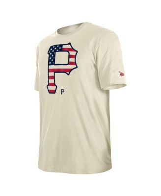 Men's Cream Pittsburgh Pirates 4th of July Flag Fill T-Shirt