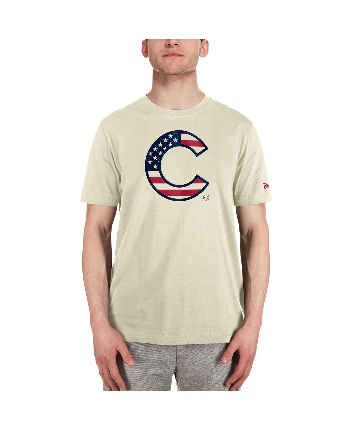 New Era Men'sChicago Cubs 4th of July Flag Fill T-Shirt - Cream