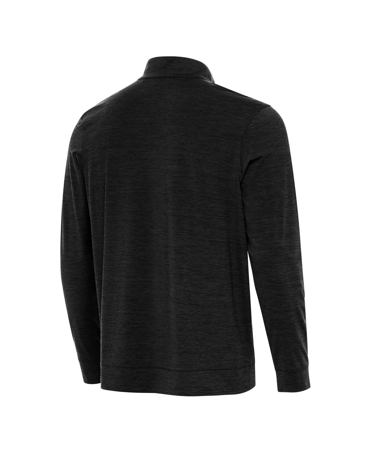 Antigua Men's Heather Black Texas Longhorns Sec Bright Quarter-zip Pullover Top In Heather Black