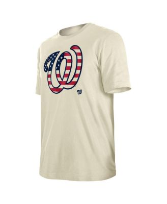Men's Cream Washington Nationals 4th of July Flag Fill T-Shirt
