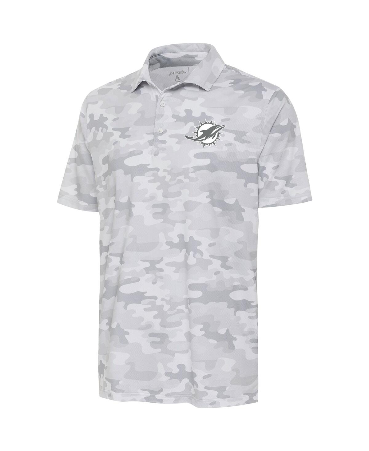 Antigua Men'sMiami Dolphins Anthracite Logo Collide Polo Shirt - White