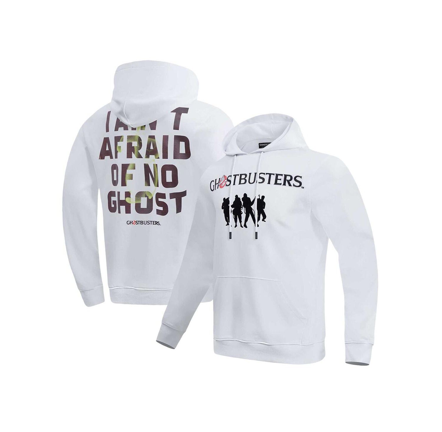 Men's and Women's White Ghostbusters I Ain't Afraid Of No Ghost Pullover Hoodie