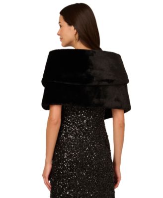 Women's Embellished Faux Fur Wrap