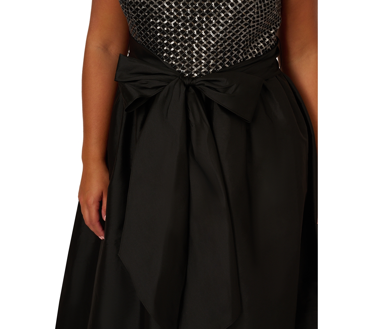 Adrianna Papell Plus Size Sequined High-low Gown In Black Gunmetal