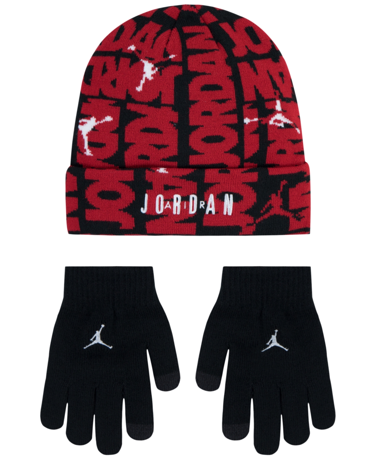 Jordan Big Kids 2fer Beanie Set In Gym Red black ModeSens