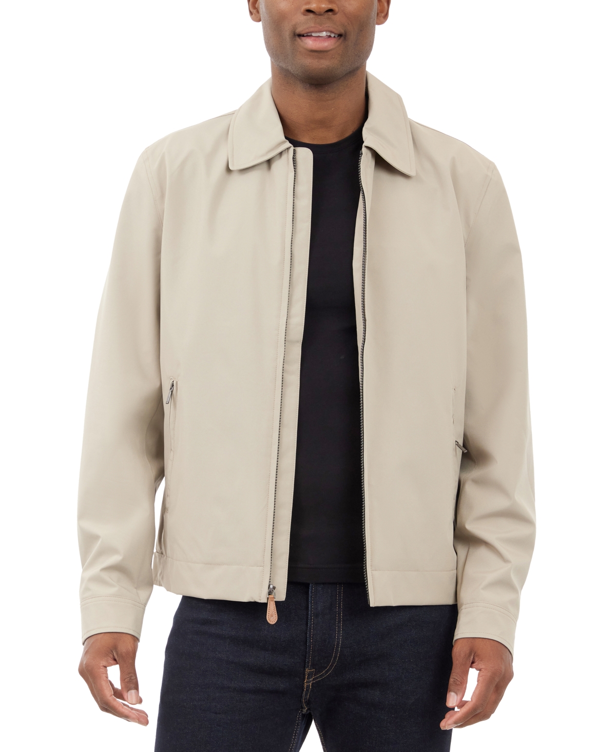 London Fog Men's Hipster Stretch Water-resistant Full-zip Jacket In Cement