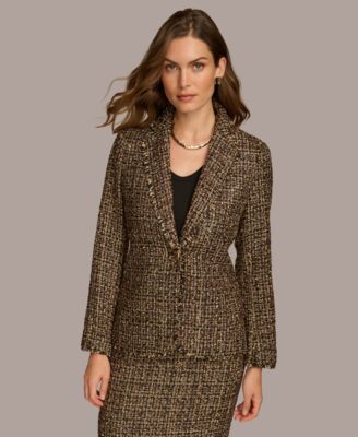 Donna Karan New York Women s Tweed One Button Blazer Macy s