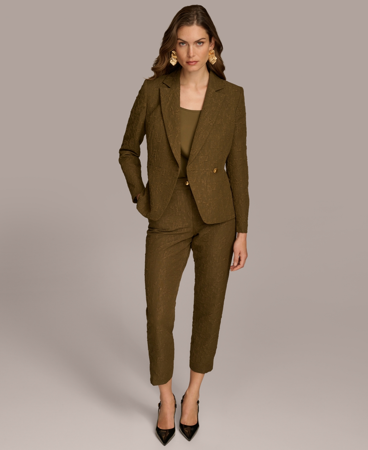 Donna Karan New York Women's Textured One Button Blazer