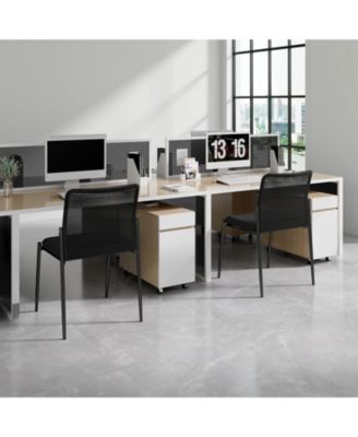 Office Guest Chair Set of 2 with Breathable Mesh Back Padded Seat for Waiting Room