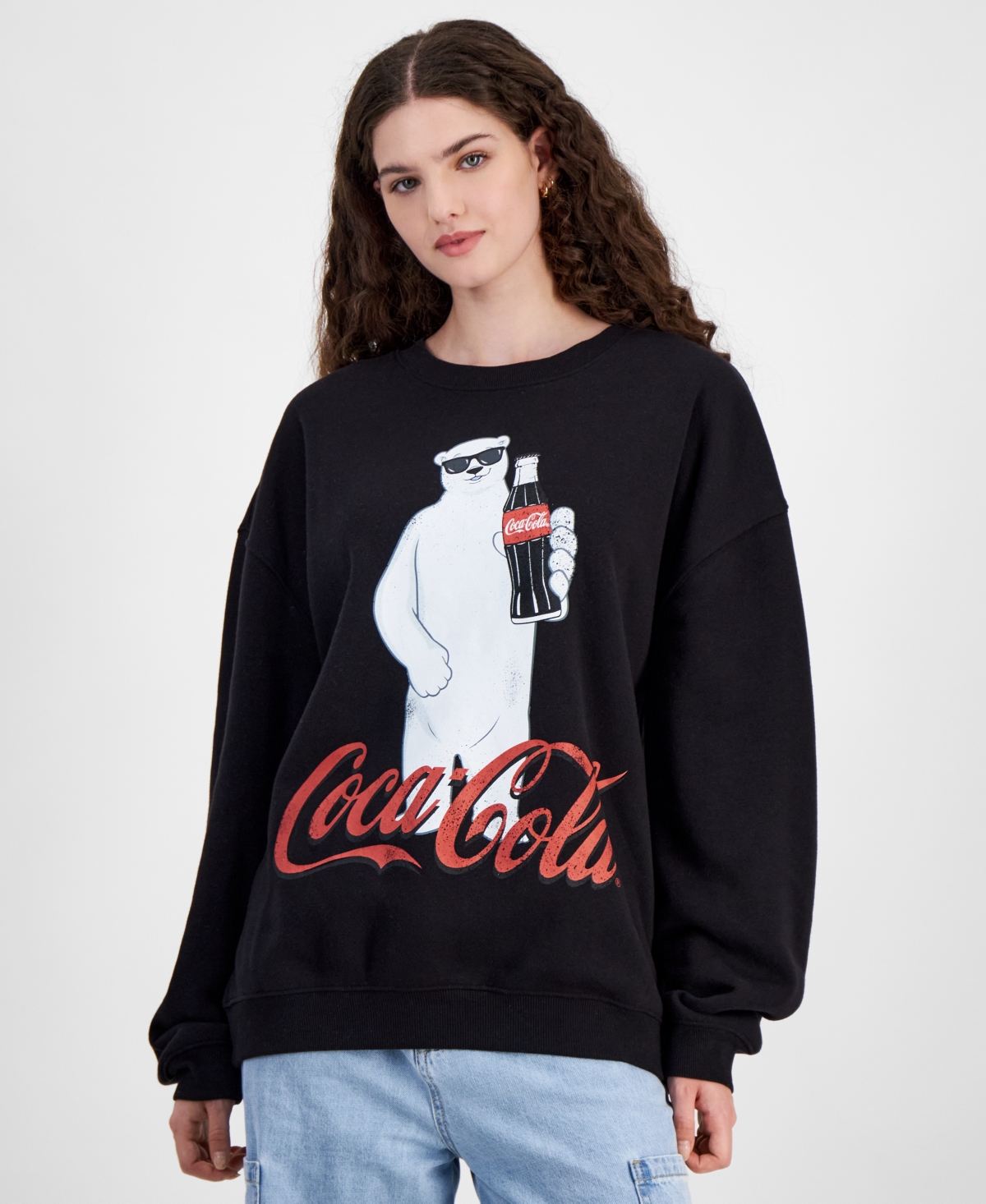Juniors' Coca-Cola Polar Bear Sweatshirt - Black