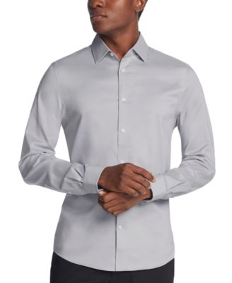 Men's Airsoft Slim Fit Untucked Length Wrinkle Free Stretch Dress Shirt